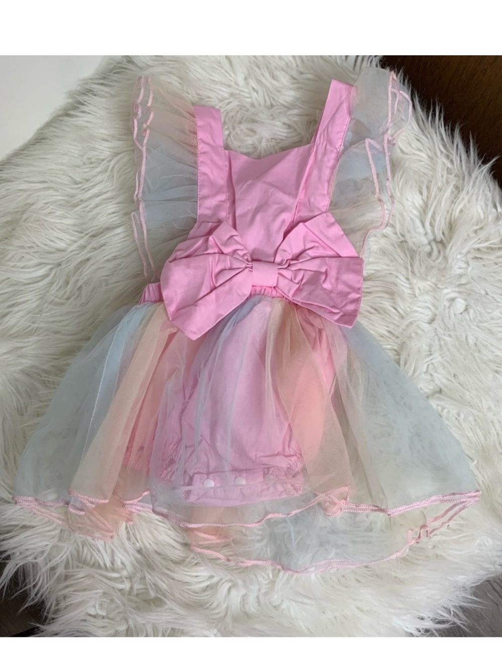 Pink Tulle Bow-Back Kids Dress Size 12-18M